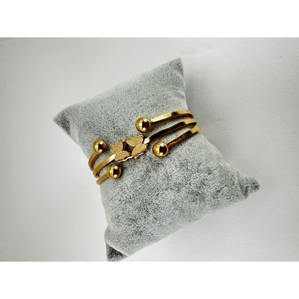 Bronz Yuvarlak Kelebekli Bileklik